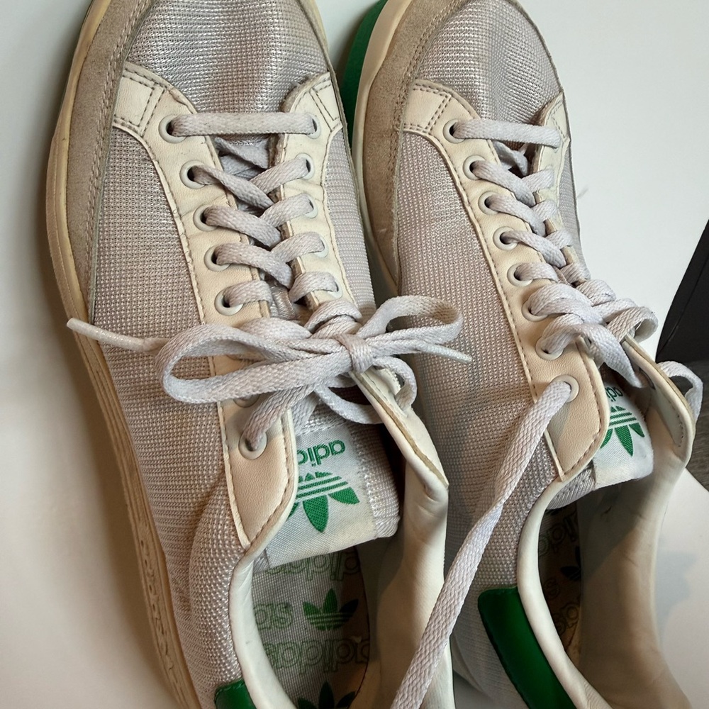 Adidas Rod Laver White Lucky Green Sneakers Sz 9.5 - Picture 3 of 5